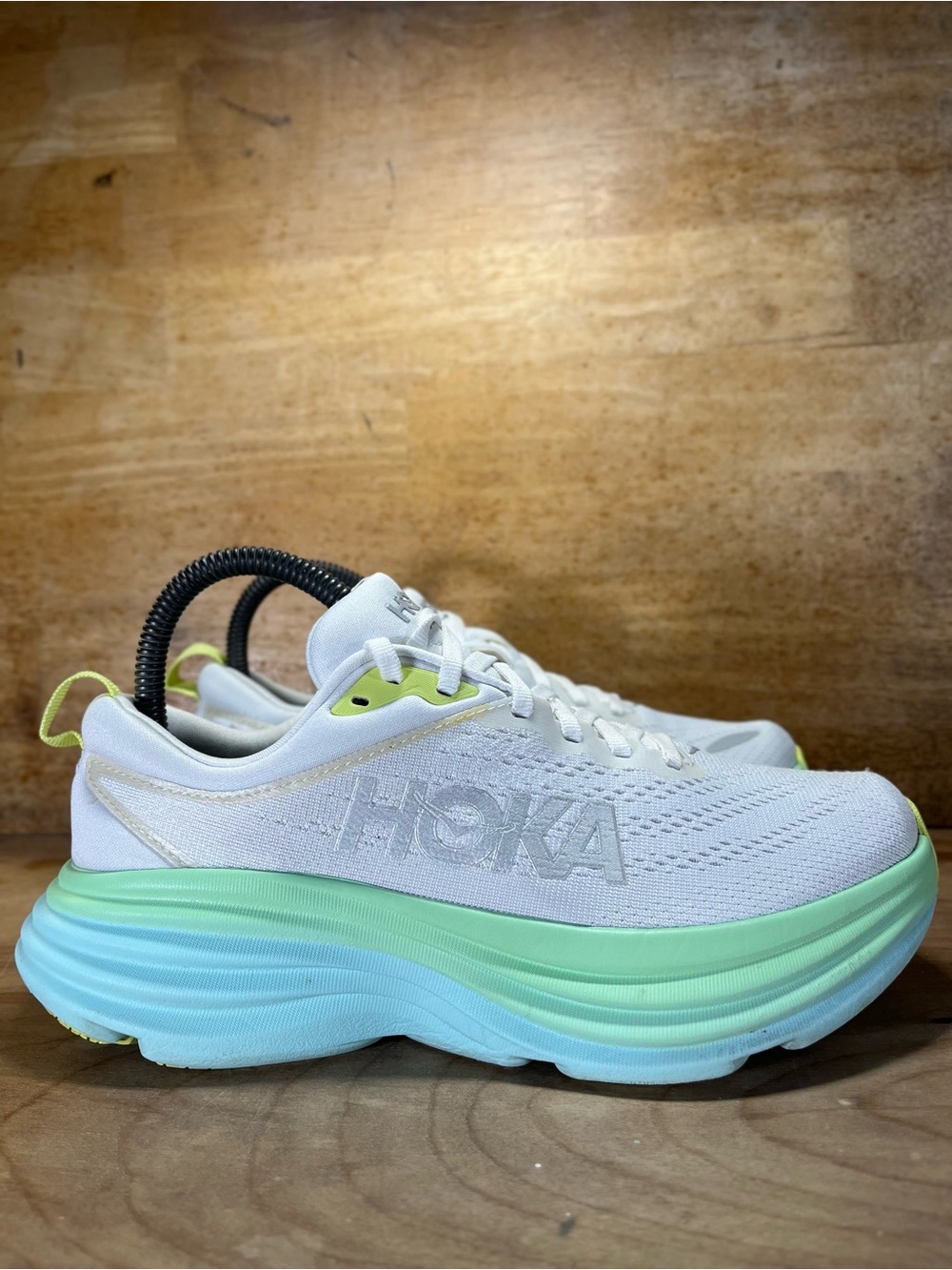 Hoka One One Bondi 8 REFLECTIVE Womens Size 6.5 Running Shoes Sneakers White